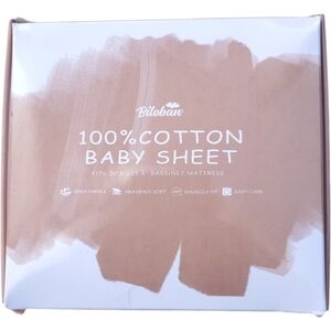 NWT Biloban 2 Pack 100% Cotton Baby Bassinet Fitted Sheet White 20.5 x 35.4